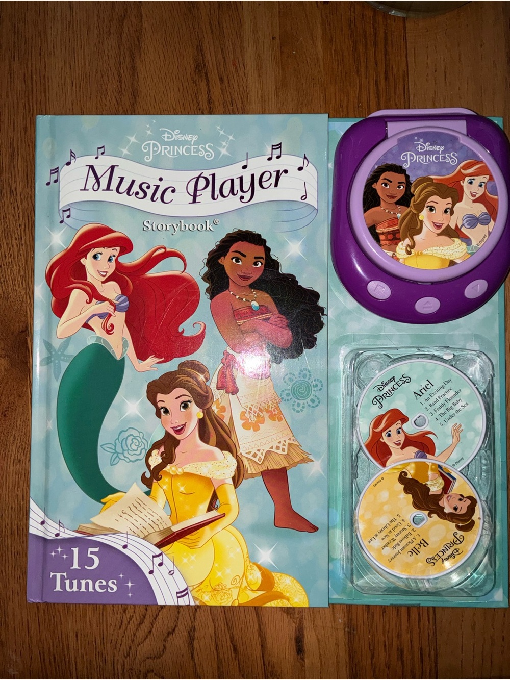 Disney Purple Music Player Storybook Set with Colorful Princess Discs
